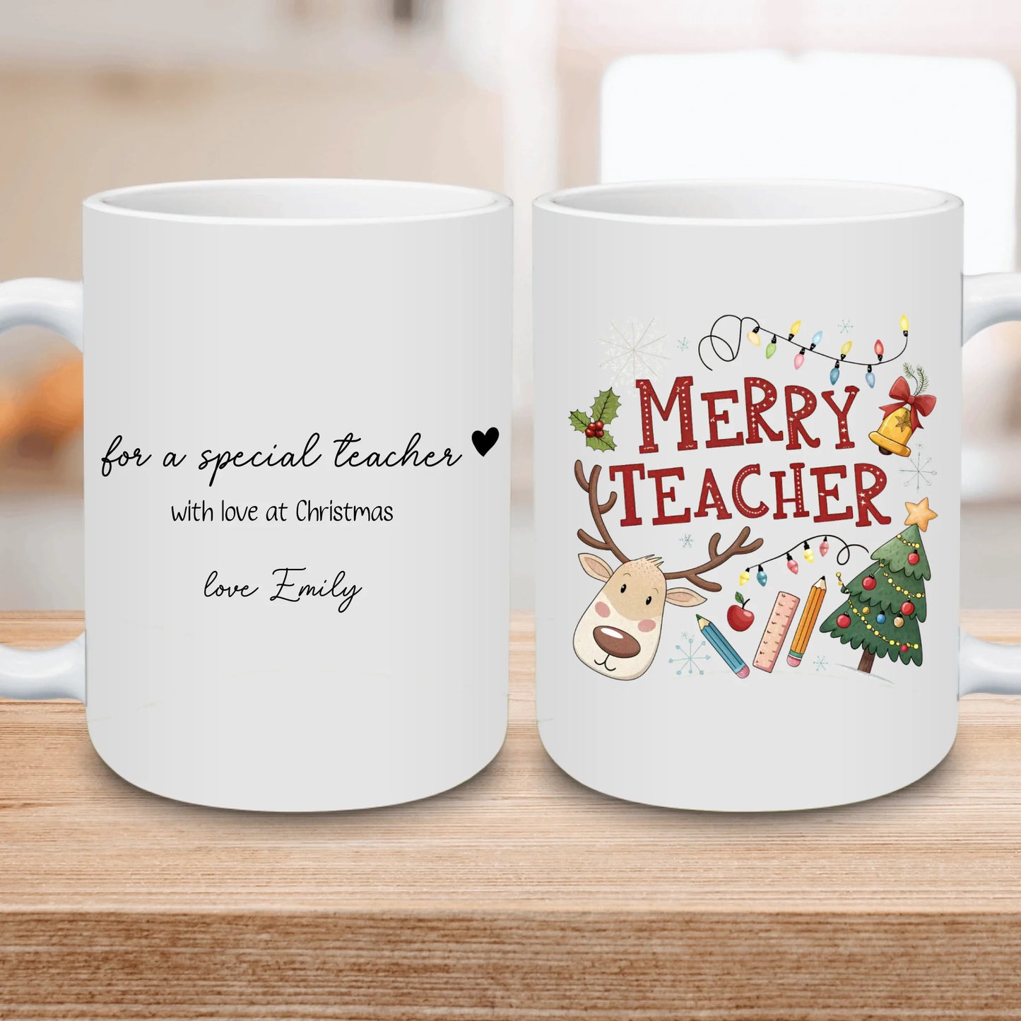 Personalized skinny tumbler – Christmas | lifestyle scene | custom name available, dishwasher safe, double-wall stainles