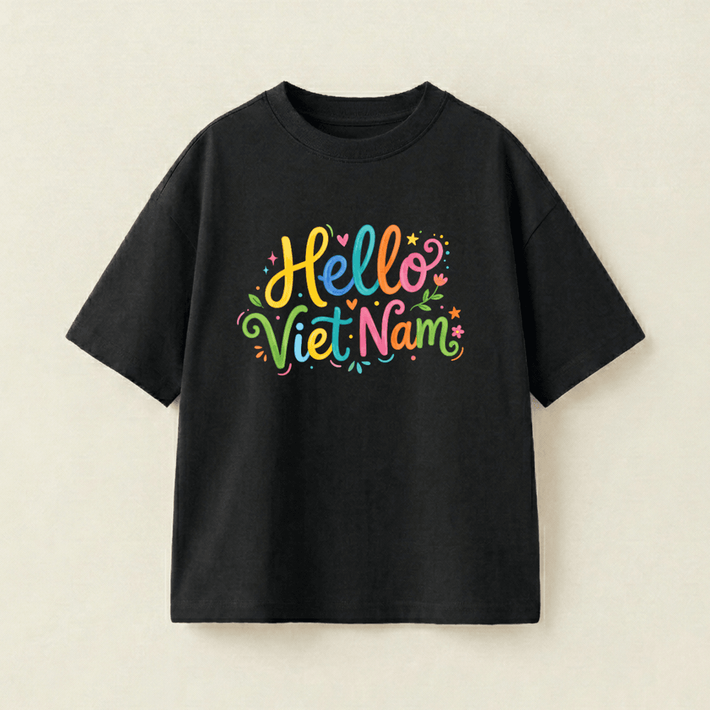 Hello Viet Nam Oversized Heavyweight Tee - Premium PET Print Mockup