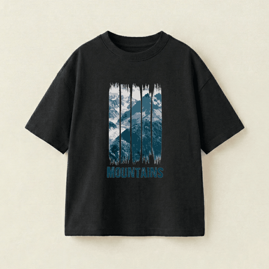 Mountains Oversized Heavyweight Tee - Black - XL