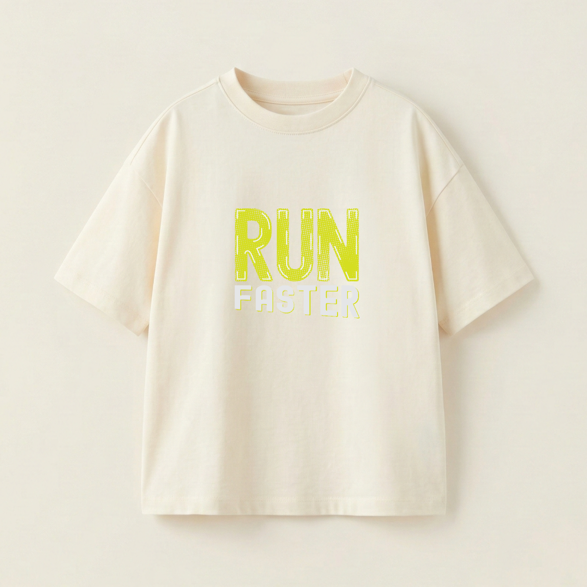Run Faster Oversized Heavyweight Tee - Cream - L