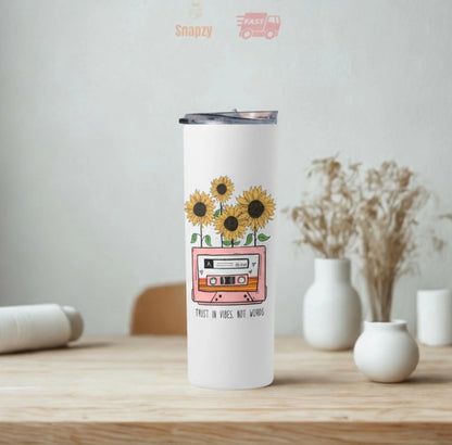 Personalized 20oz skinny tumbler – Personalized | lifestyle scene | custom name available, dishwasher safe, double-wall