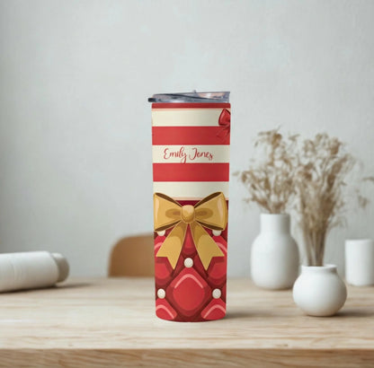 Personalized 20oz skinny tumbler – Personalized | lifestyle scene | custom name available, dishwasher safe, double-wall