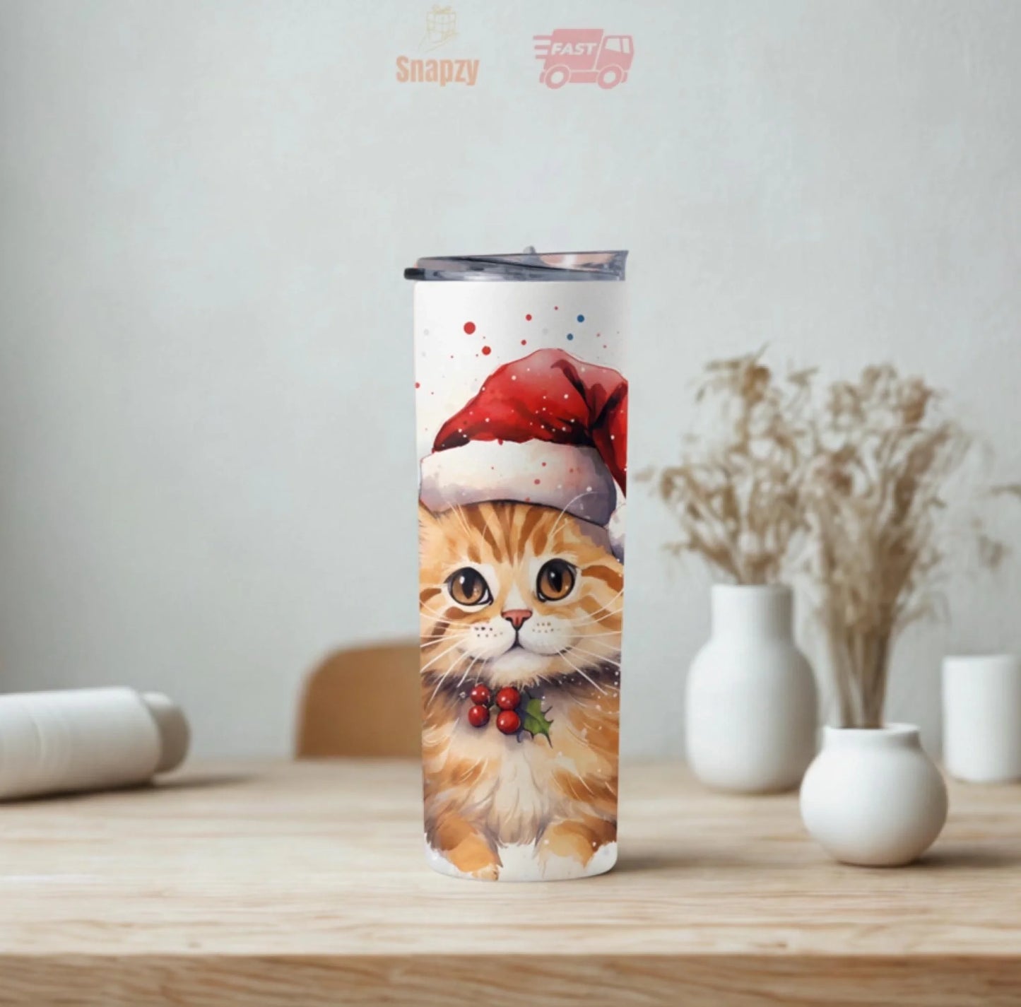 Personalized 20oz skinny tumbler – Personalized | lifestyle scene | custom name available, dishwasher safe, double-wall