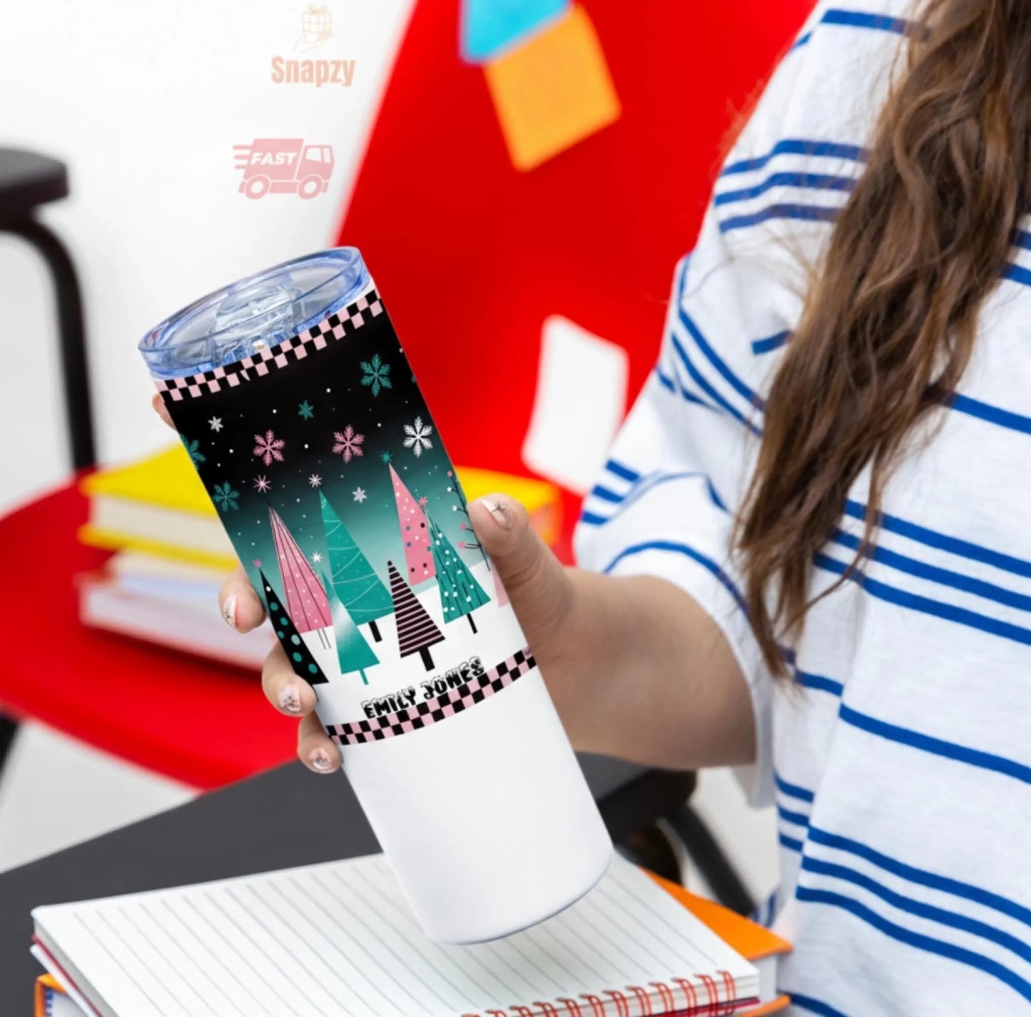 Personalized 20oz skinny tumbler – Personalized | detail view | custom name available, dishwasher safe, double-wall stai