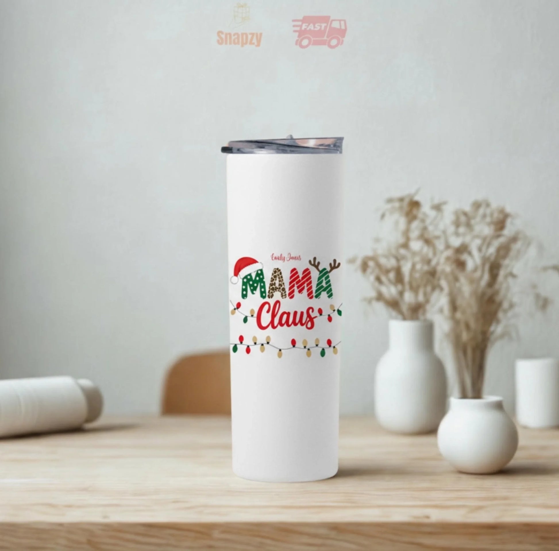 Personalized 20oz skinny tumbler – Personalized | lifestyle scene | custom name available, dishwasher safe, double-wall
