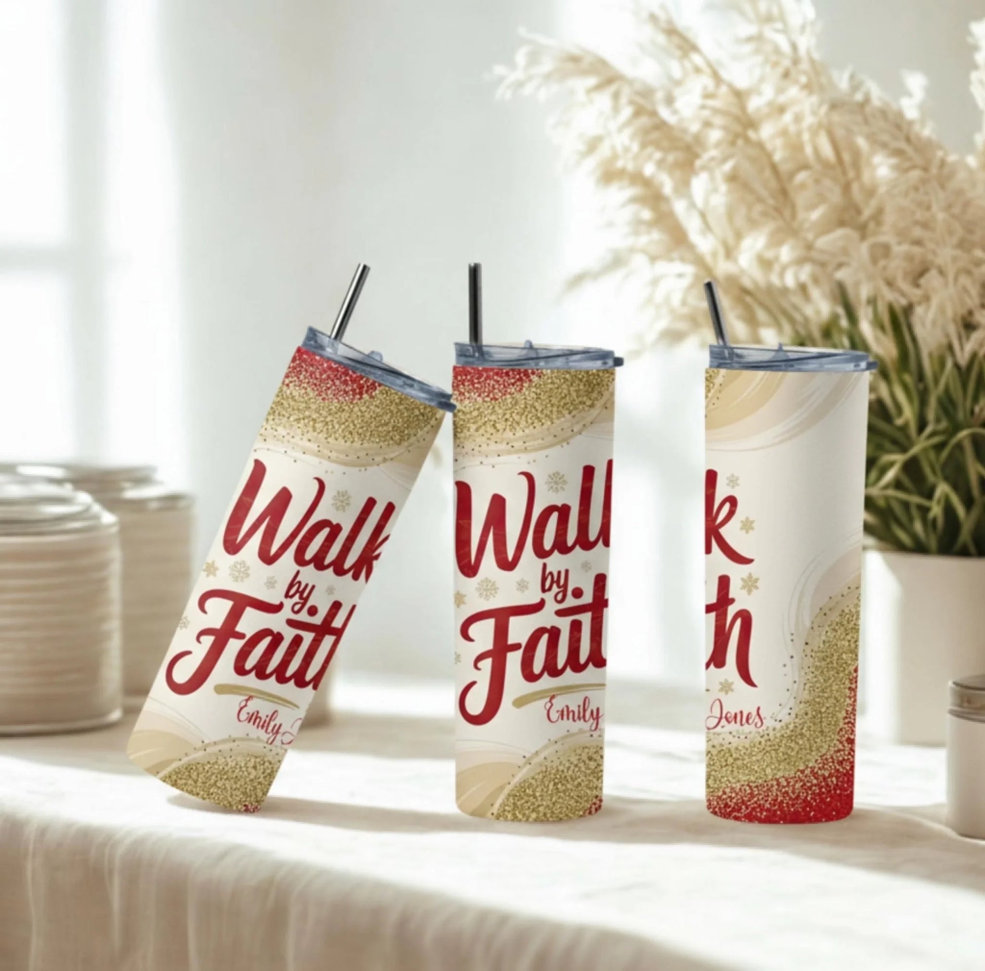 Personalized 20oz skinny tumbler – Christmas | personalization example | custom name available, dishwasher safe, double-