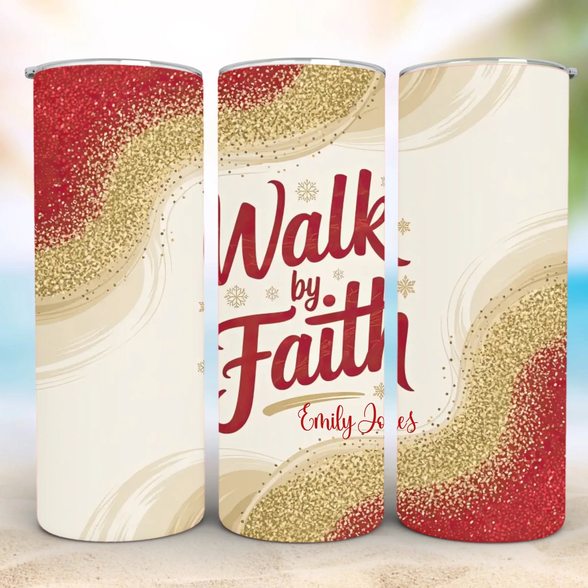 Personalized 20oz skinny tumbler – Christmas | feature highlights | custom name available, dishwasher safe, double-wall