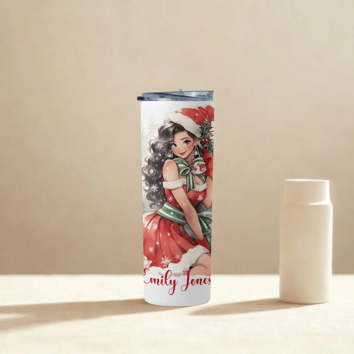 Personalized 20oz skinny tumbler – Personalized | lifestyle scene | custom name available, dishwasher safe, double-wall