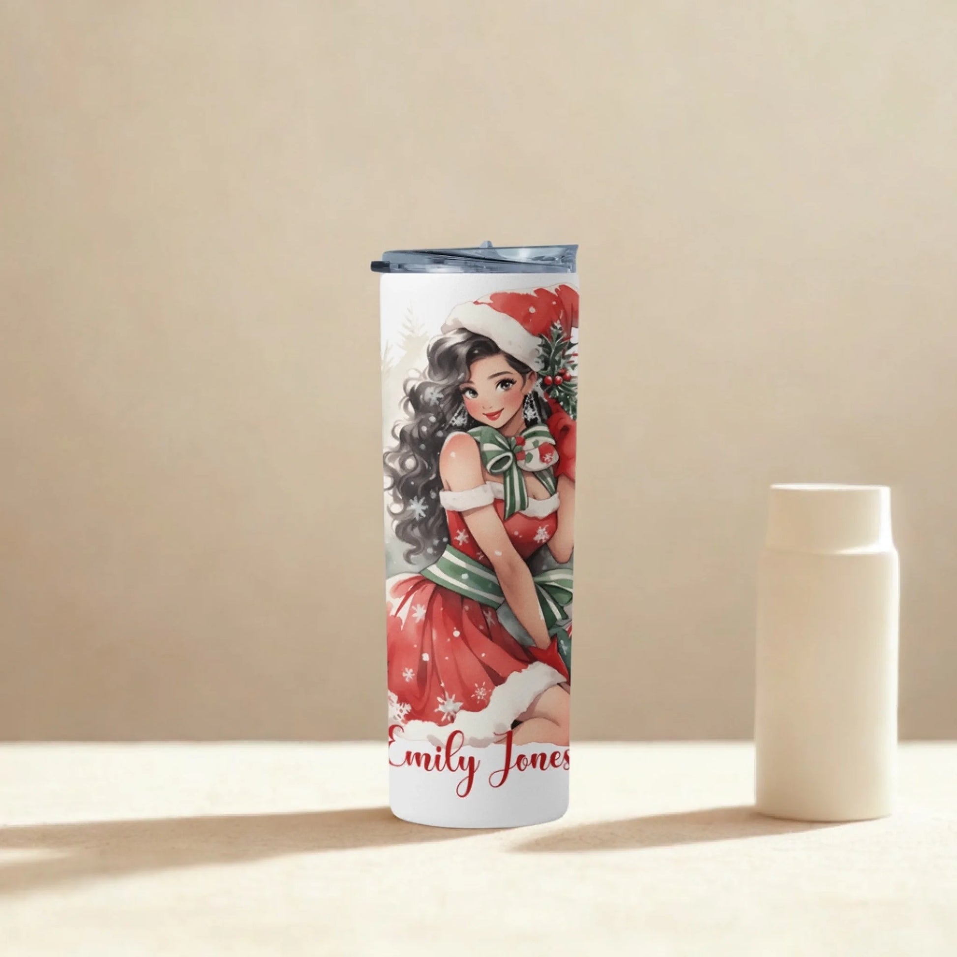 Personalized 20oz skinny tumbler – Personalized | lifestyle scene | custom name available, dishwasher safe, double-wall