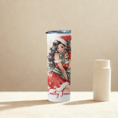 Personalized 20oz skinny tumbler – Personalized | lifestyle scene | custom name available, dishwasher safe, double-wall