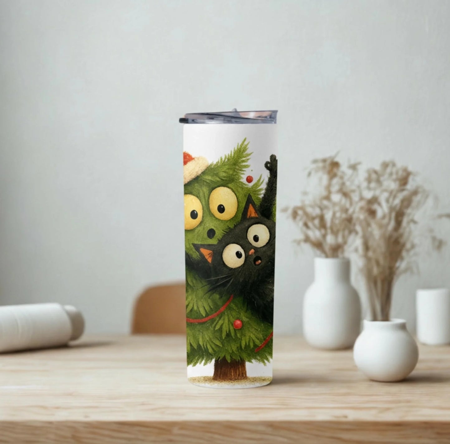 Personalized 20oz skinny tumbler – Personalized | lifestyle scene | custom name available, dishwasher safe, double-wall