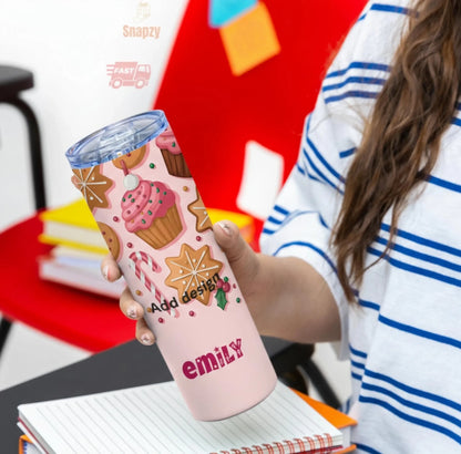 Personalized 20oz skinny tumbler – Personalized | detail view | custom name available, dishwasher safe, double-wall stai