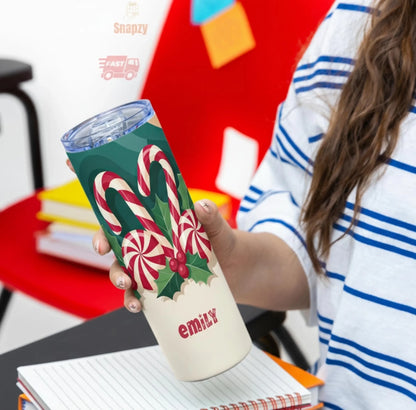 Personalized 20oz skinny tumbler – Personalized | detail view | custom name available, dishwasher safe, double-wall stai