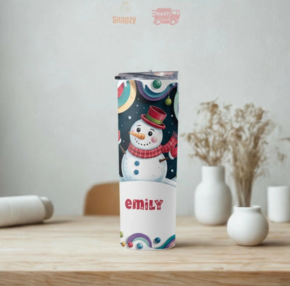 Personalized 20oz skinny tumbler – Personalized | lifestyle scene | custom name available, dishwasher safe, double-wall