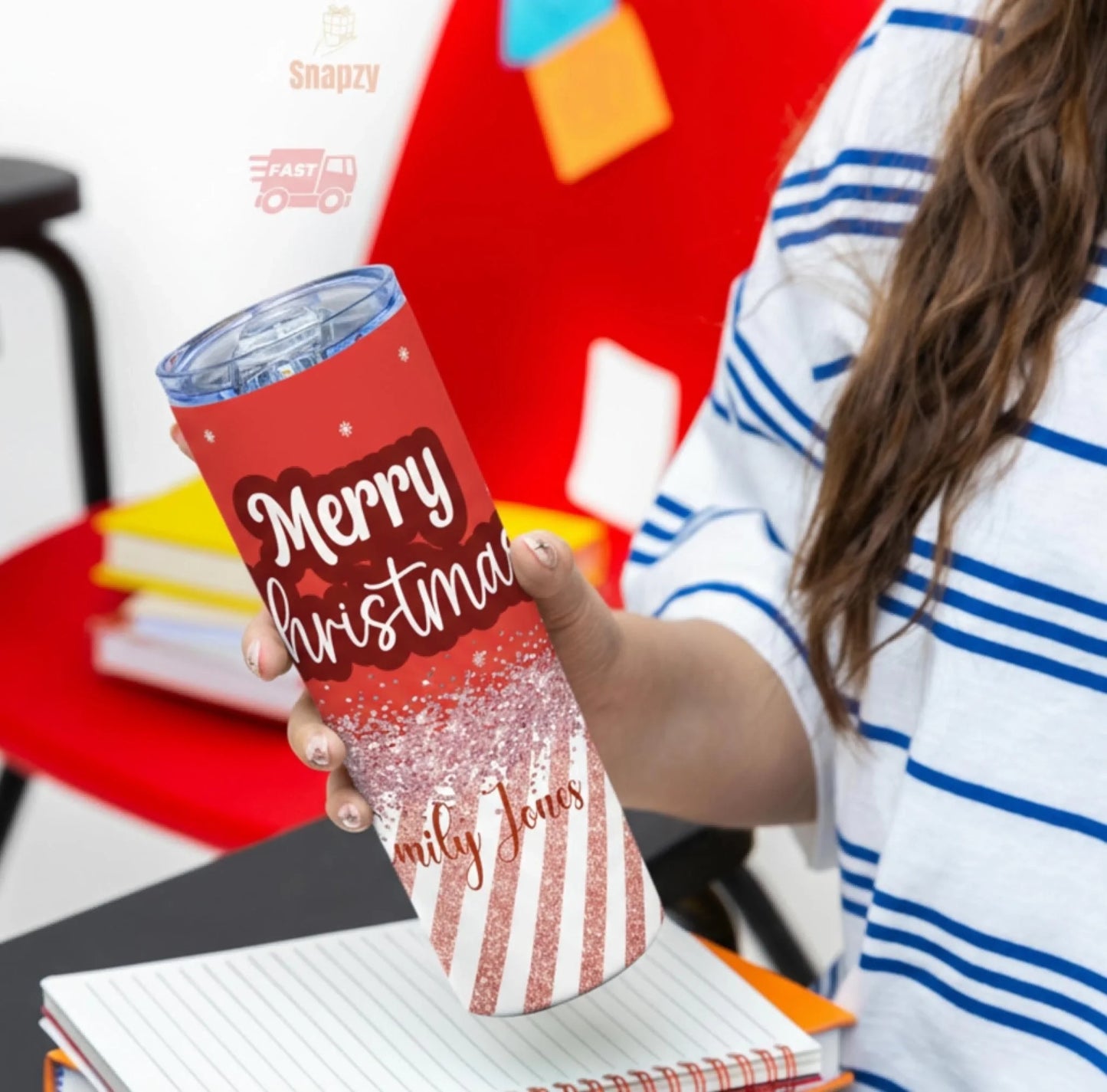 Personalized 20oz skinny tumbler – Personalized | detail view | custom name available, dishwasher safe, double-wall stai