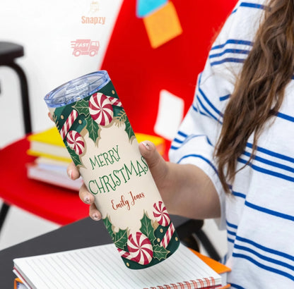 Personalized 20oz skinny tumbler – Personalized | detail view | custom name available, dishwasher safe, double-wall stai