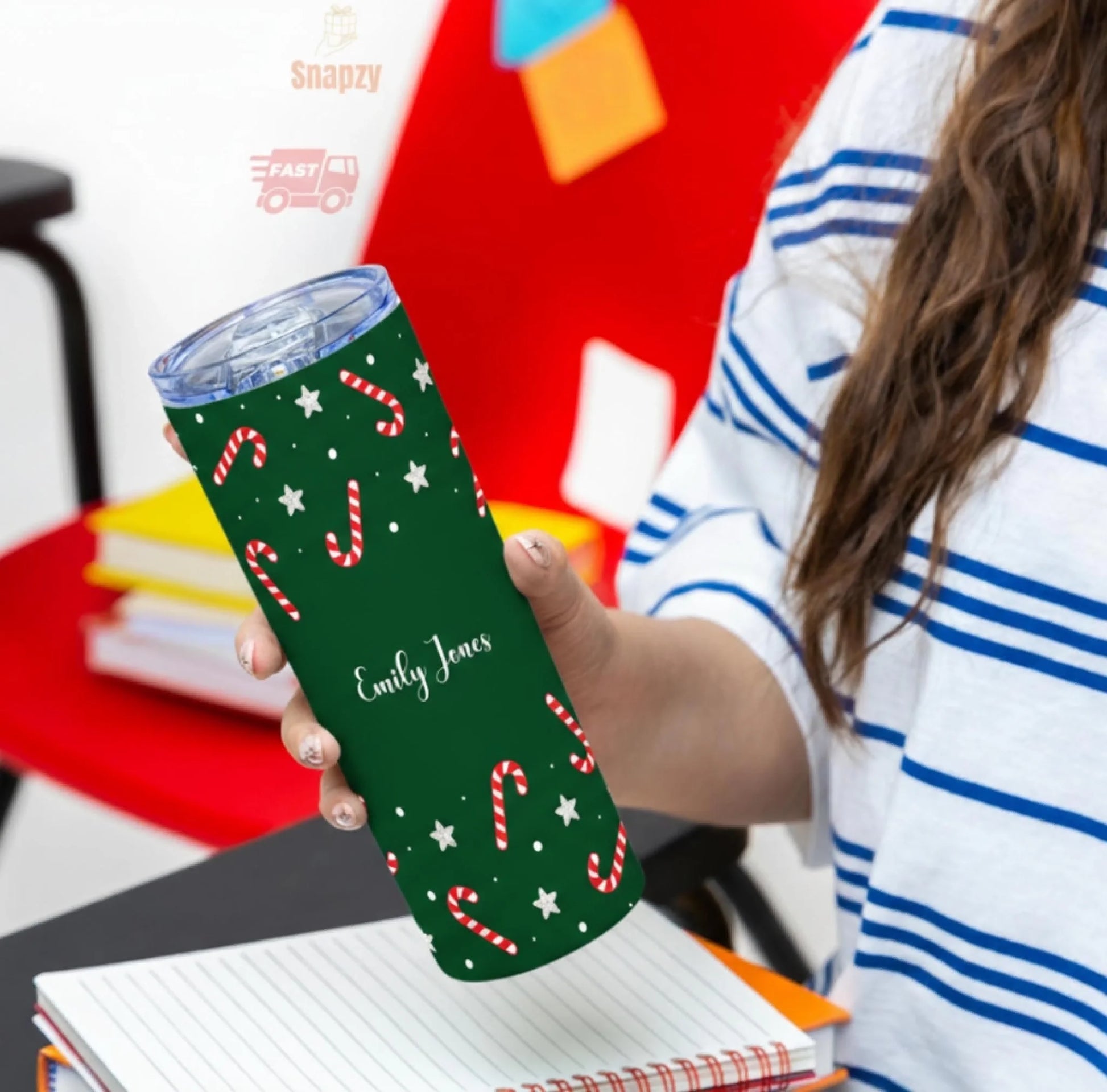 Personalized 20oz skinny tumbler – Personalized | detail view | custom name available, dishwasher safe, double-wall stai