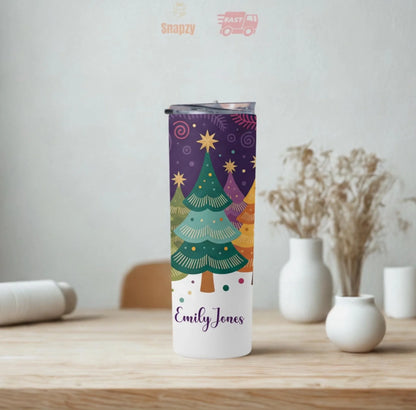 Personalized 20oz skinny tumbler – Personalized | lifestyle scene | custom name available, dishwasher safe, double-wall