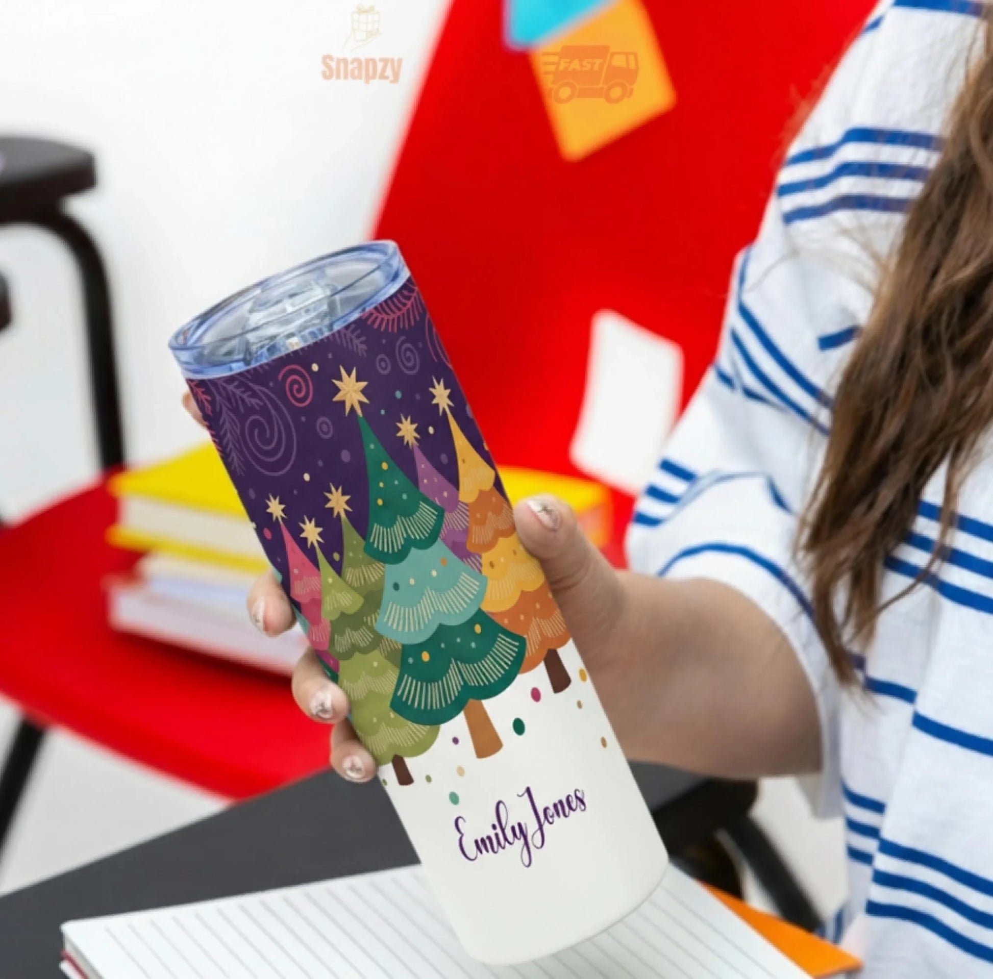 Personalized 20oz skinny tumbler – Personalized | detail view | custom name available, dishwasher safe, double-wall stai