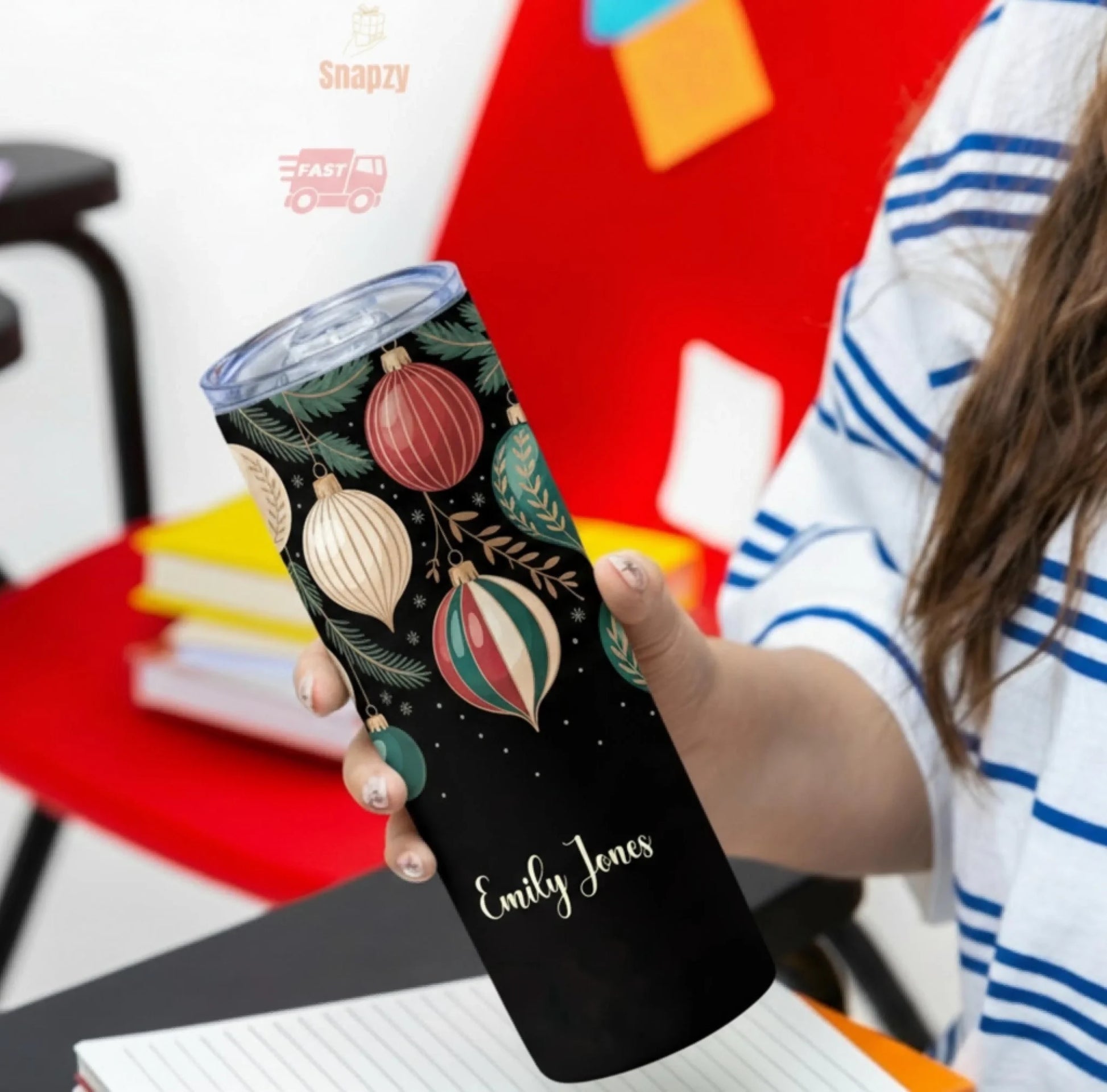 Personalized 20oz skinny tumbler – Personalized | detail view | custom name available, dishwasher safe, double-wall stai