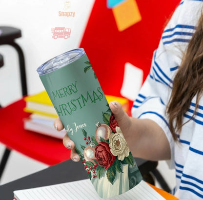 Personalized 20oz skinny tumbler – Personalized | detail view | custom name available, dishwasher safe, double-wall stai