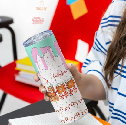 Personalized 20oz skinny tumbler – Personalized | detail view | custom name available, dishwasher safe, double-wall stai