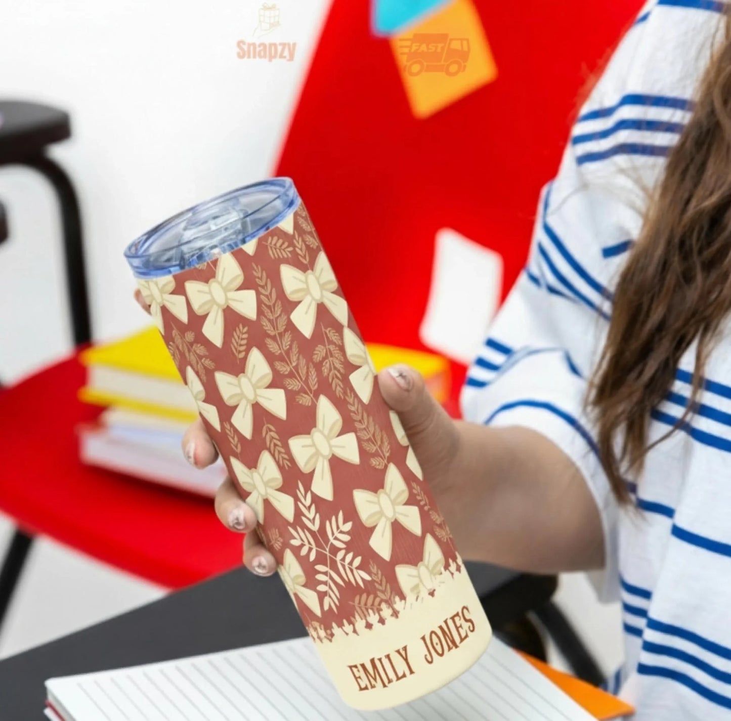 Personalized 20oz skinny tumbler – Personalized | detail view | custom name available, dishwasher safe, double-wall stai