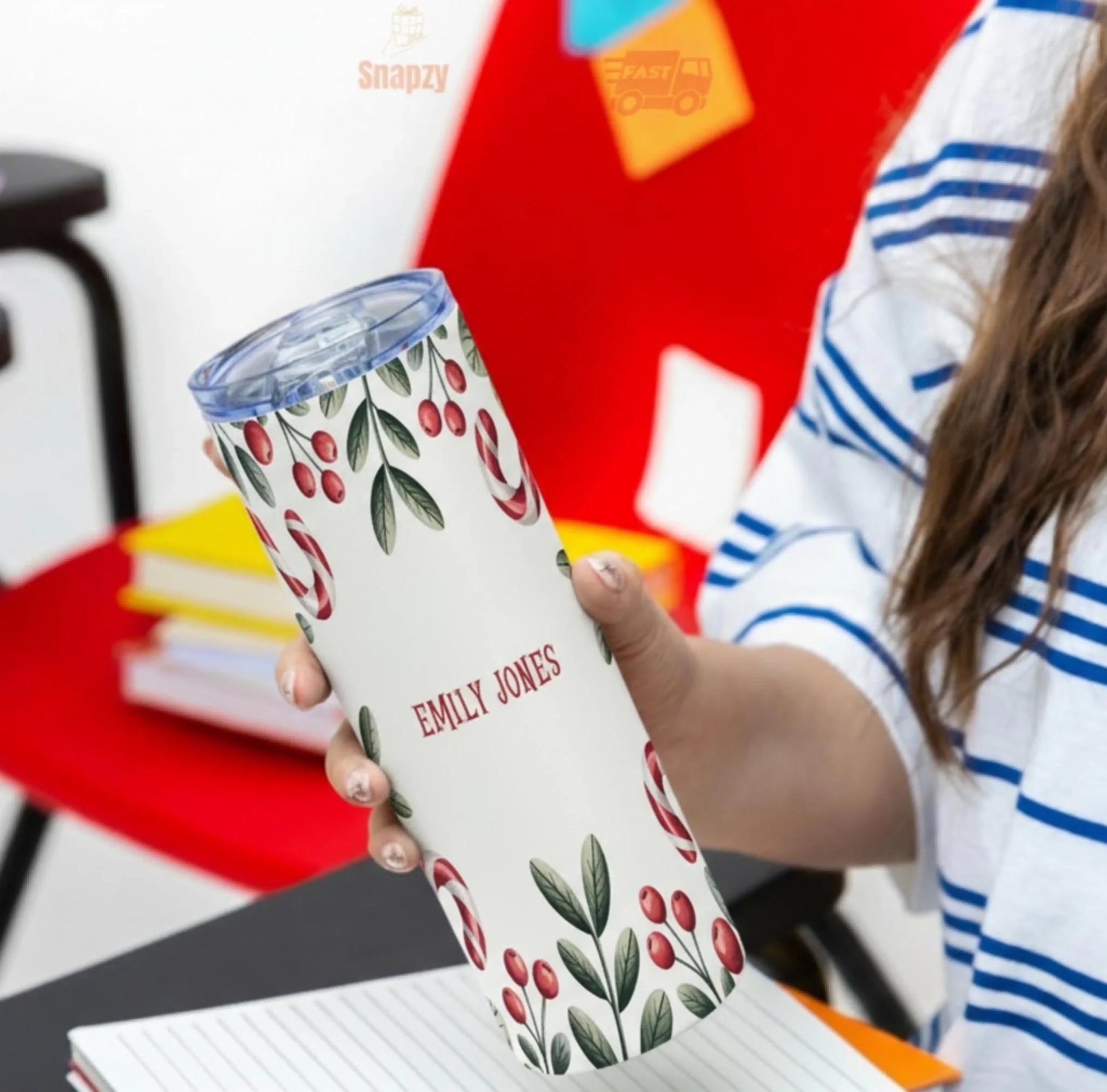 Personalized 20oz skinny tumbler – Personalized | detail view | custom name available, dishwasher safe, double-wall stai