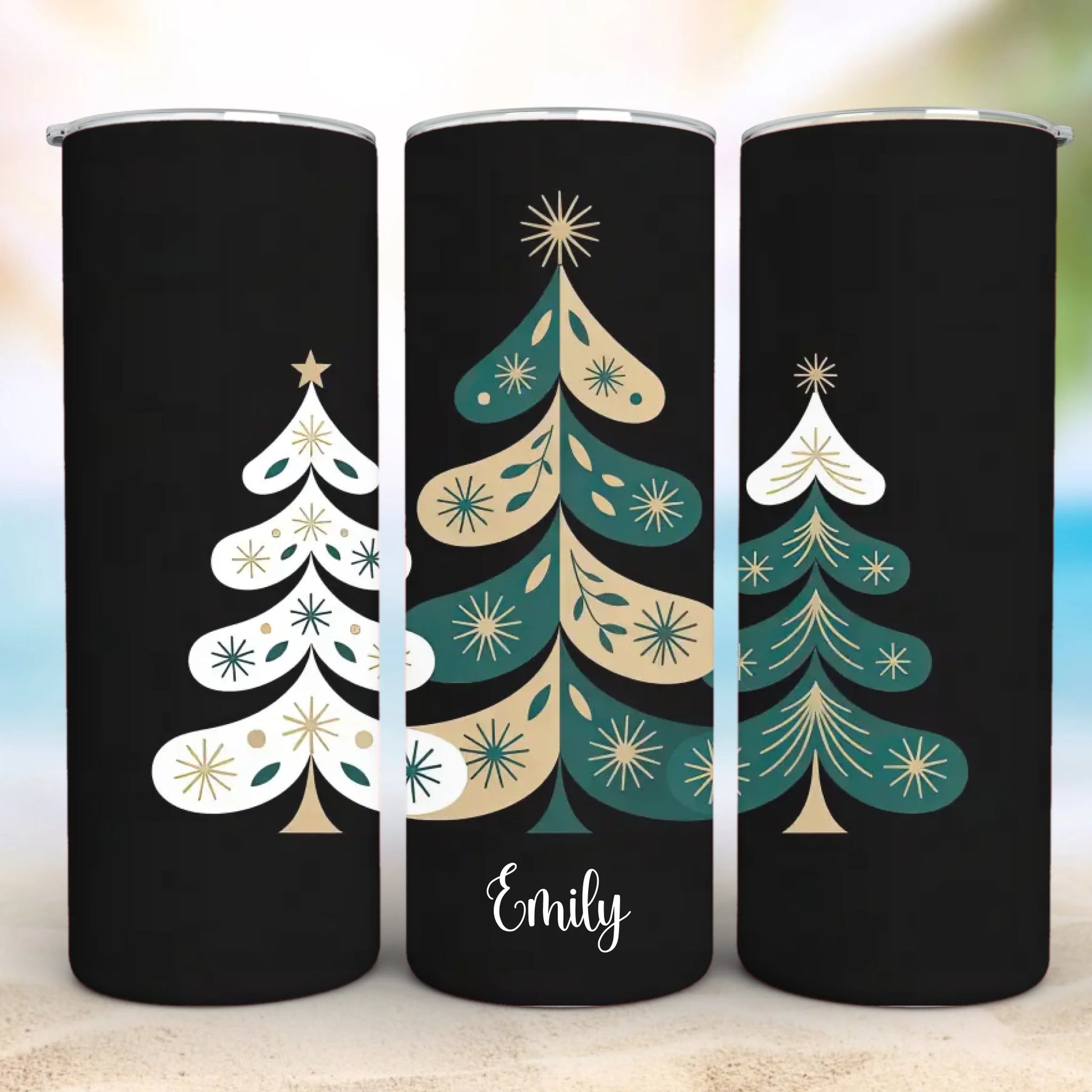 Personalized 20oz skinny tumbler – Personalized | lifestyle scene | custom name available, dishwasher safe, double-wall