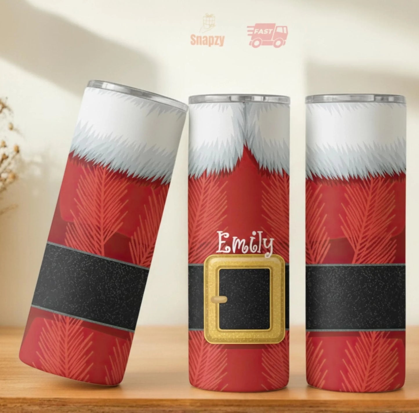 Personalized 20oz skinny tumbler – Christmas | personalization example | custom name available, dishwasher safe, double-