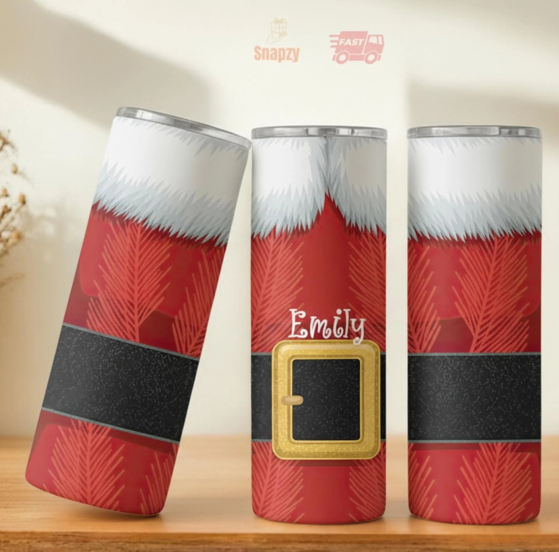 Personalized 20oz skinny tumbler – Christmas | personalization example | custom name available, dishwasher safe, double-