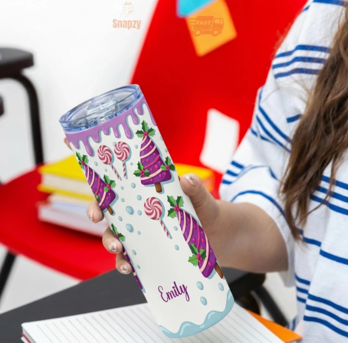 Personalized 20oz skinny tumbler – Personalized | detail view | custom name available, dishwasher safe, double-wall stai