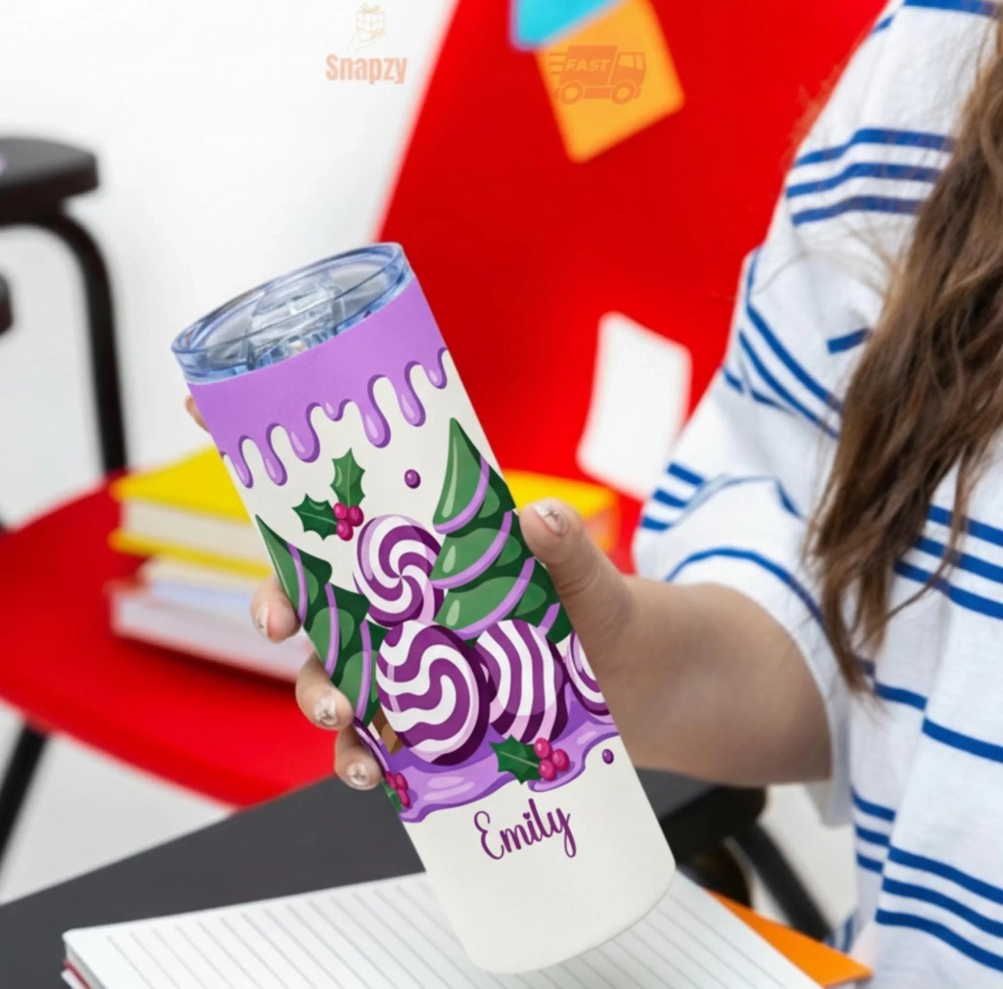 Personalized 20oz skinny tumbler – Personalized | detail view | custom name available, dishwasher safe, double-wall stai