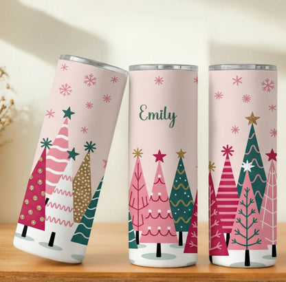 Personalized 20oz skinny tumbler – Christmas | personalization example | custom name available, dishwasher safe, double-