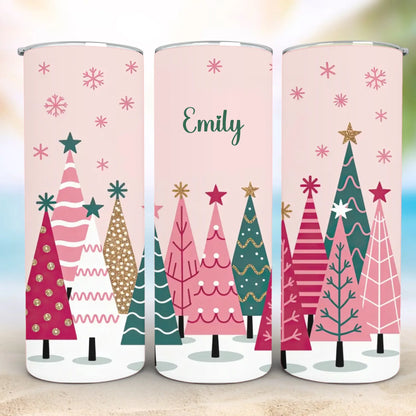 Personalized 20oz skinny tumbler – Christmas | feature highlights | custom name available, dishwasher safe, double-wall