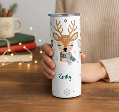 Personalized 20oz skinny tumbler – Personalized | lifestyle scene | custom name available, dishwasher safe, double-wall