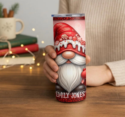 Personalized 20oz skinny tumbler – Personalized | lifestyle scene | custom name available, dishwasher safe, double-wall