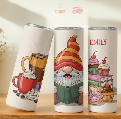 Personalized 20oz skinny tumbler – Christmas gnome | personalization example | custom name available, dishwasher safe, d