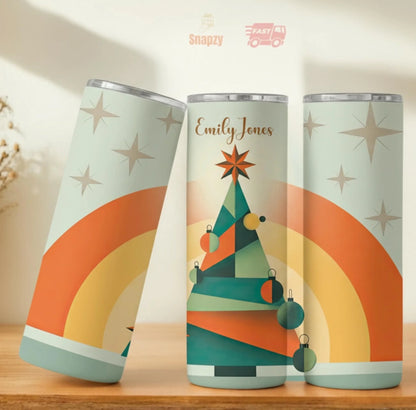 Personalized 20oz skinny tumbler – Christmas | personalization example | custom name available, dishwasher safe, double-