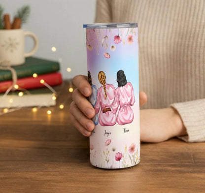 Personalized 20oz skinny tumbler – Personalized | lifestyle scene | custom name available, dishwasher safe, double-wall