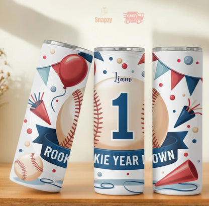 Personalized 20oz skinny tumbler – Personalized | lifestyle scene | custom name available, dishwasher safe, double-wall