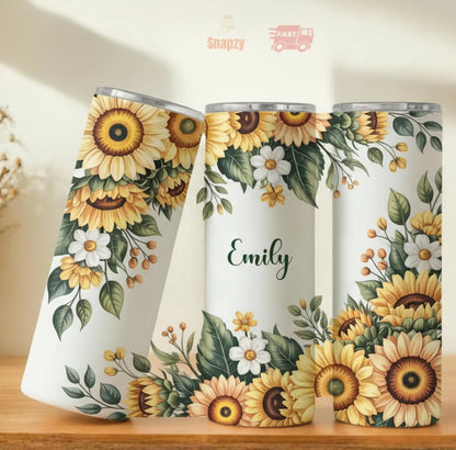 Personalized 20oz skinny tumbler – Personalized | lifestyle scene | custom name available, dishwasher safe, double-wall