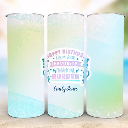 Personalized 20oz skinny tumbler – Personalized | detail view | custom name available, dishwasher safe, double-wall stai