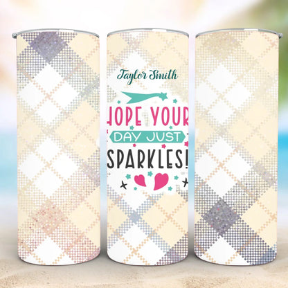 Personalized 20oz skinny tumbler – Personalized | detail view | custom name available, dishwasher safe, double-wall stai