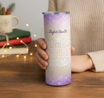 Personalized 20oz skinny tumbler – Personalized | lifestyle scene | custom name available, dishwasher safe, double-wall