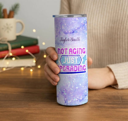 Personalized 20oz skinny tumbler – Personalized | lifestyle scene | custom name available, dishwasher safe, double-wall