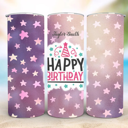 Personalized 20oz skinny tumbler – Personalized | detail view | custom name available, dishwasher safe, double-wall stai