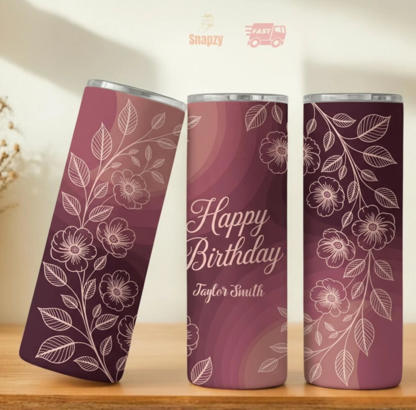 Personalized 20oz skinny tumbler – Personalized | personalization example | custom name available, dishwasher safe, doub