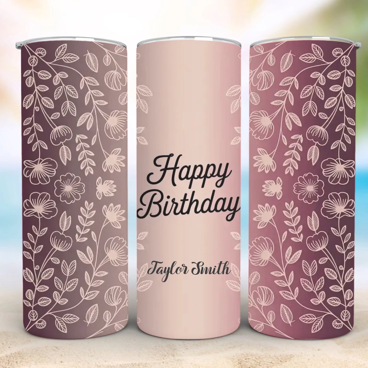 Personalized 20oz skinny tumbler – Personalized | detail view | custom name available, dishwasher safe, double-wall stai
