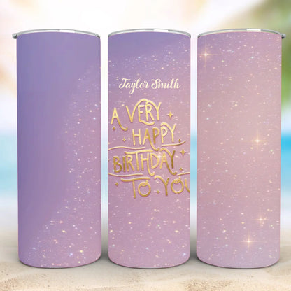 Personalized 20oz skinny tumbler – Personalized | detail view | custom name available, dishwasher safe, double-wall stai